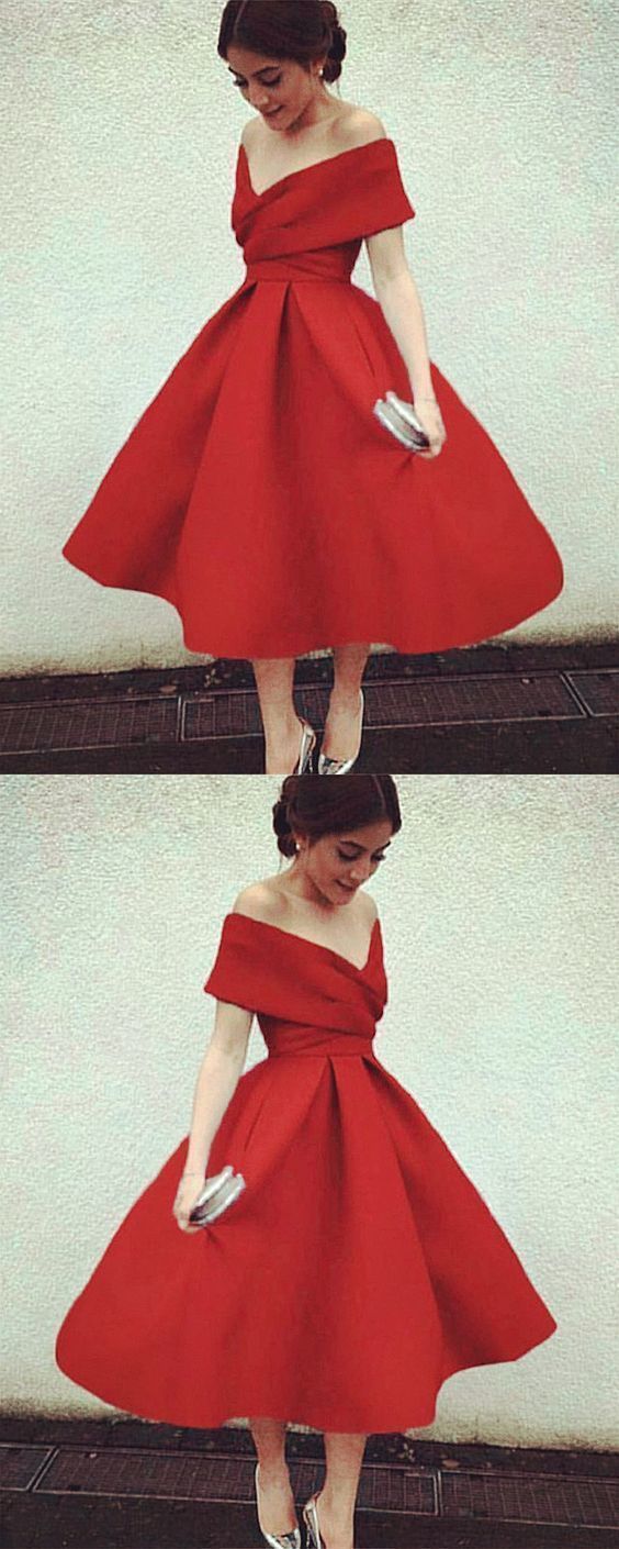 Off The Shoulder Red Satin Prom Dresses    cg15388