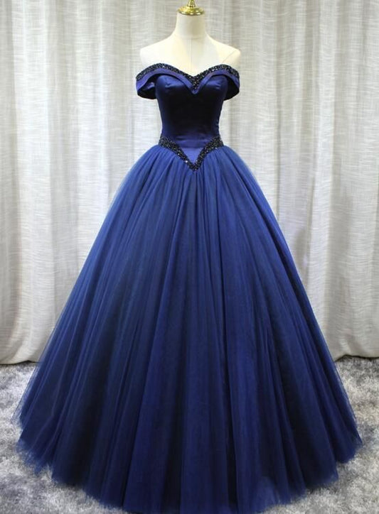 Beautiful Handmade Off Shoulder Tulle Sweet 16 Gown, Long Formal prom Gowns   cg15457