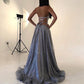 Luxurious A Line V Neck Sliver Long Prom/Evening Party Dress with Beading   cg15484