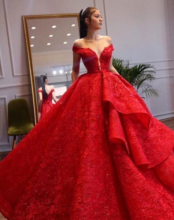 Off the Shoulder Red Prom Dresses Birthday Gown   cg15536