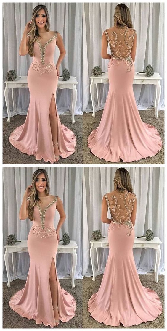Simple Mermaid Pink Prom Dress, Charming Prom Dress   cg15591