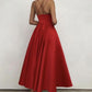 Red satin short A line prom dress red evening dress   cg15675