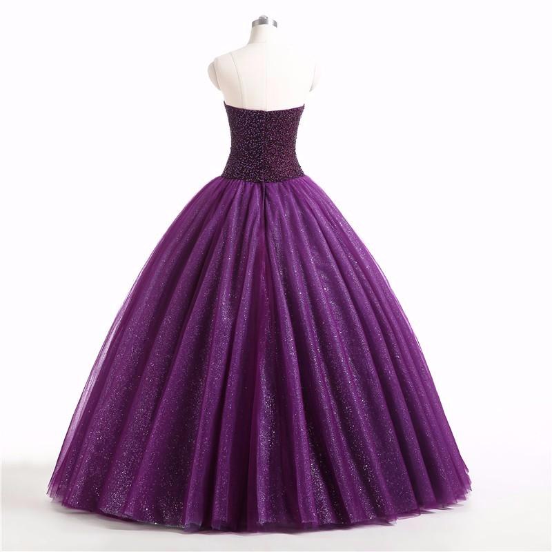 Gorgeous Purple Beaded Tulle Ball Gown Sweet 16 Dress, Purple Quinceanera Dress Prom Dress   cg15680