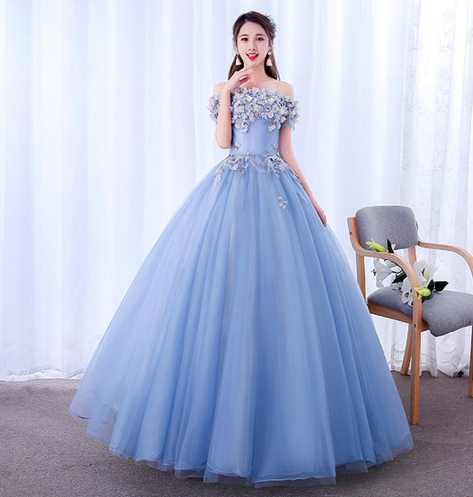 A LINE TULLE APPLIQUE LONG PROM DRESS EVENING DRESS   cg15727