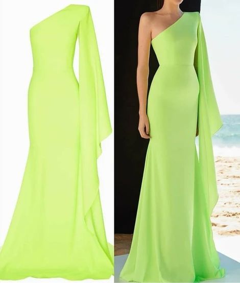 Slim Long Chiffon Prom Dress with One Shoulder   cg15828