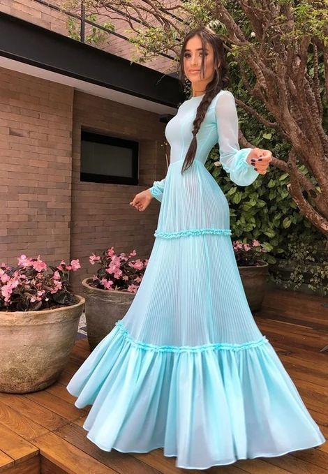 Chiffon Long Sleeves Prom Dresses   cg15832