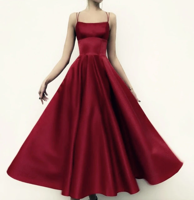 Multi Straps Prom Dresses Midi Satin Ball Gown     cg15857