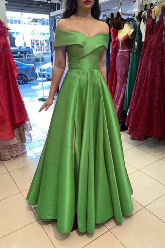 sage green bridesmaid dresses long satin off the shoulder evening gowns Prom Dress     cg15860