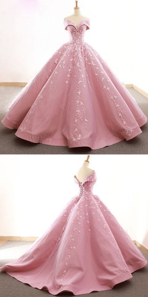 Gorgeous Tulle & Satin Party Dress Off-the-shoulder Neckline Ball Gown Wedding Dresses With Lace Appliques prom dress   cg15962