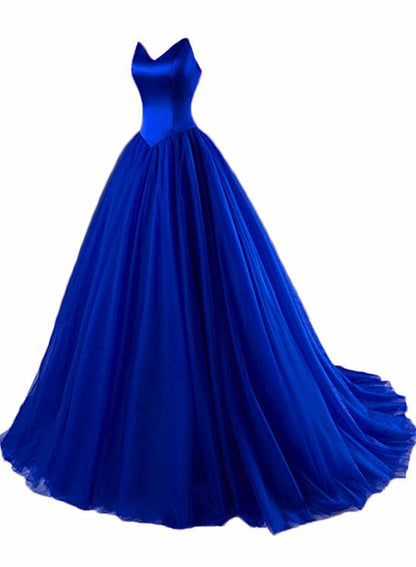 Charming Satin And Tulle V-Neckline Sweet 16 Gown, Tulle Formal Gown Prom Dress   cg15995