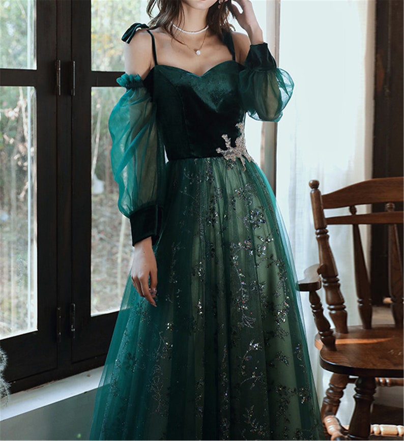 elegant dark green lace gown Prom Dress, cg16016 – classygown