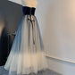 Unique Navy Blue Gradient Tulle With Velvet Top Prom Dress, Tulle Long Party Dress Formal Dress   cg16075