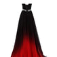 Beautiful Gradient Color Halter Beaded Party Dress, Red And Black Prom Dress   cg16077