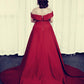 Long Satin Plus Size Prom Dresses Off Shoulder Evening Gown    cg16130