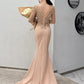 Beautiful Mermaid Champagne Long Sleeves Party Dress, Lace Applique Prom Dress   cg16145