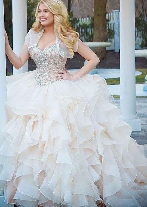 Ball Gown Quinceanera Dress with Beading,Long Prom Dress,Sweet 16 Dress   cg16178