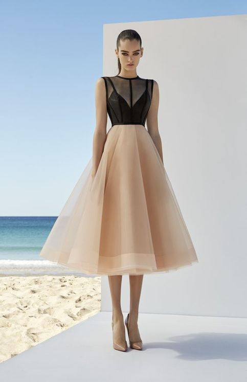 A-line simple prom dress ，tulle evening dress ，party dress tea length cg1618