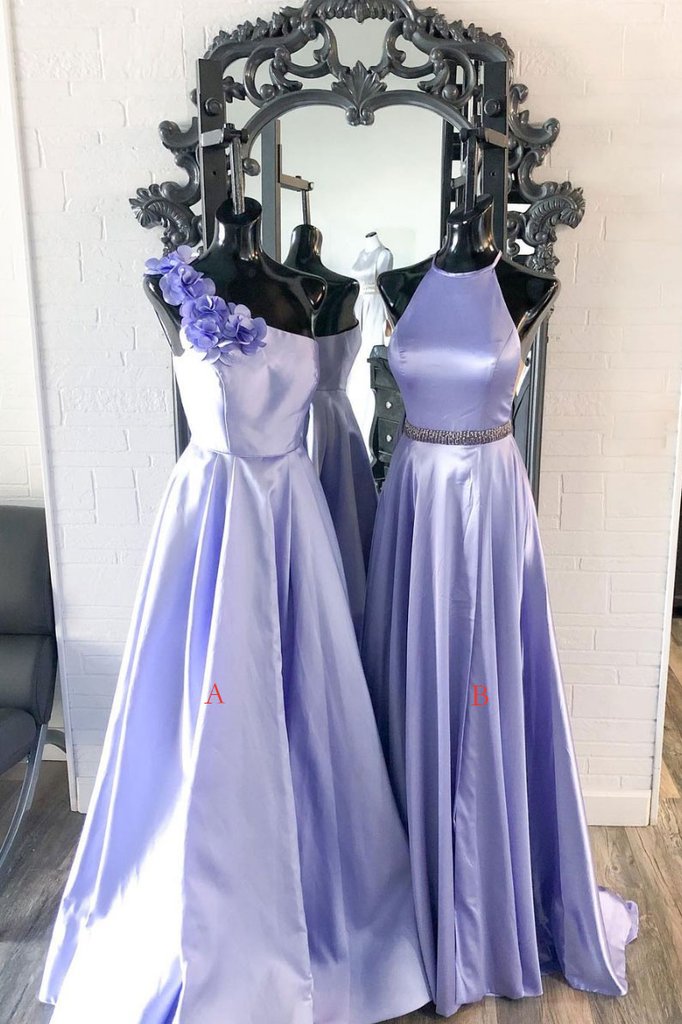 PURPLE SATIN LONG PROM DRESS PURPLE EVENING DRESS    cg16210