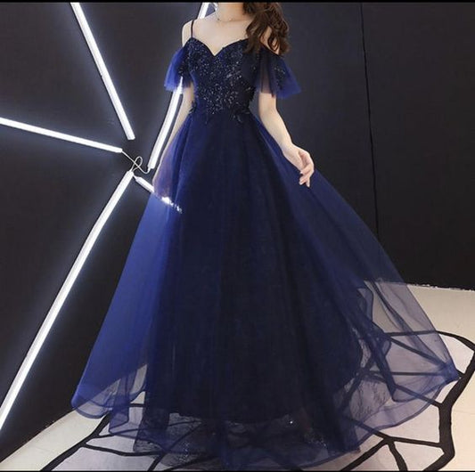 navy blue evening dress Prom Dress   cg16223