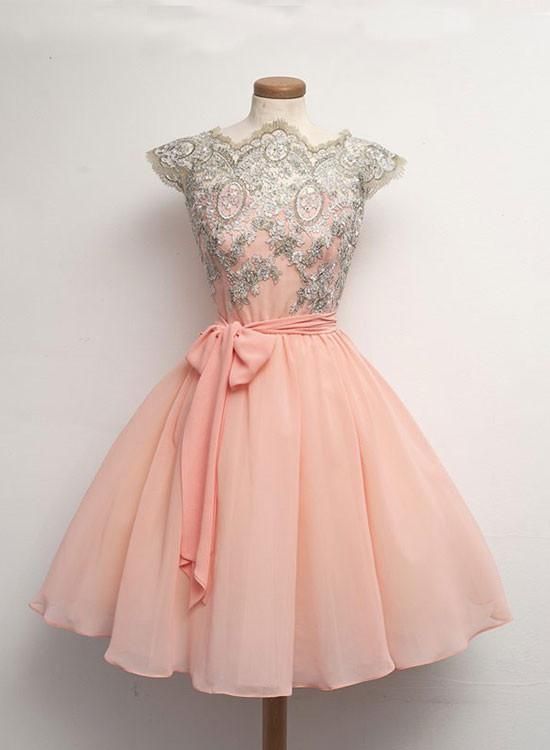 Charming A line chiffon lace short dresses, homecoming dresses cg1625