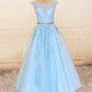 MODEST PROM DRESSES CAP SLEEVES LACE EMBROIDERY   cg16250