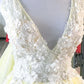 Yellow v neck tulle lace long prom dress yellow formal dress    cg16283