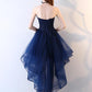 Chic High Low Dark Red Tulle Short Prom Dress With Lace Applique, Tulle Prom Dress   cg16318