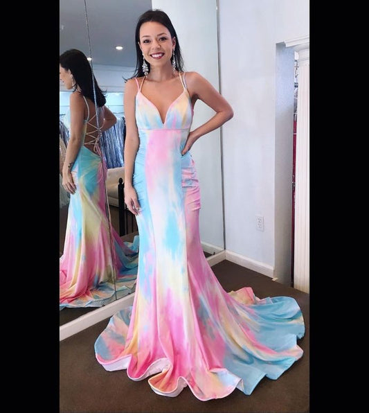 Mermaid Tie Dye Long Prom Dress    cg16324