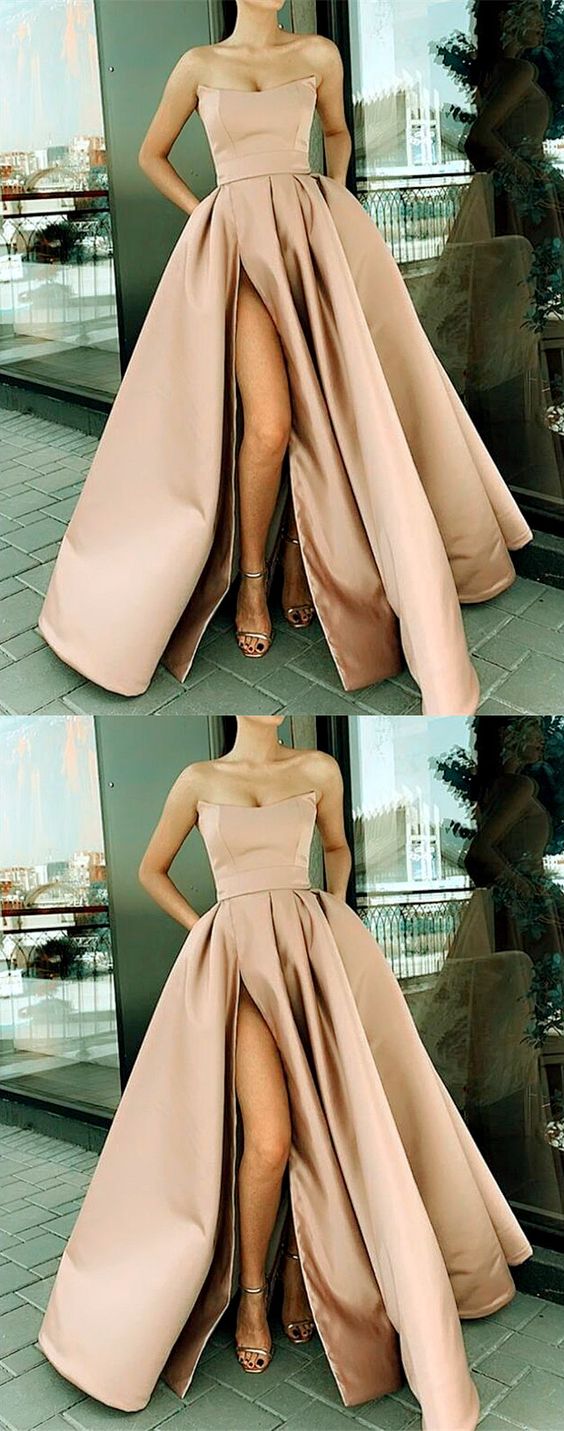 Champagne Prom Dresses With Pockets   cg16366