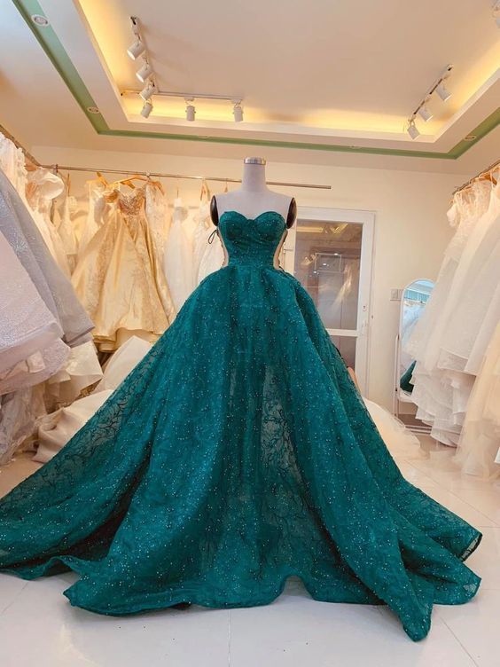 Unique Vintage Green Prom Dress    cg16454