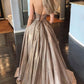 Shiny Strapless Sweetheart Neck Champagne Long Prom Dress, Golden Long Formal Evening Dress   cg16456