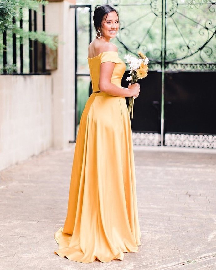 Two Piece Yellow Long Prom Dress    cg16511