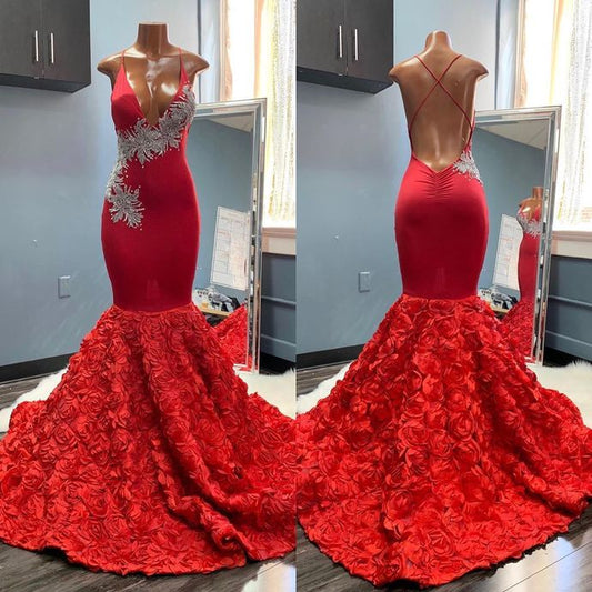 Sexy Mermaid Red Evening Dress with Cross Back Long Prom Dress   cg16517