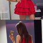 A-Line Scoop Neckline Sleeveless Red Short Cheap Homecoming Dresses cg1653