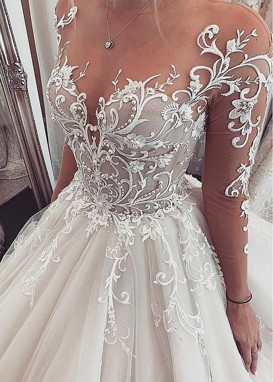 Fashion Long Sleeve Lace Plus Size Wedding Dress  Prom Dress    cg16585