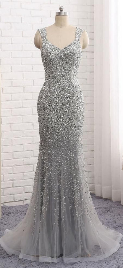 Fashion Mermaid Floor-Length Prom Dress with Full Beading,Long Formal Dress   cg16603