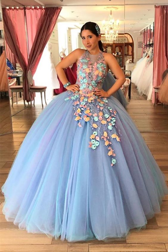 Unique Jewel Blue Long Quinceanera Dress Sweet 16 Dress prom dress    cg16622