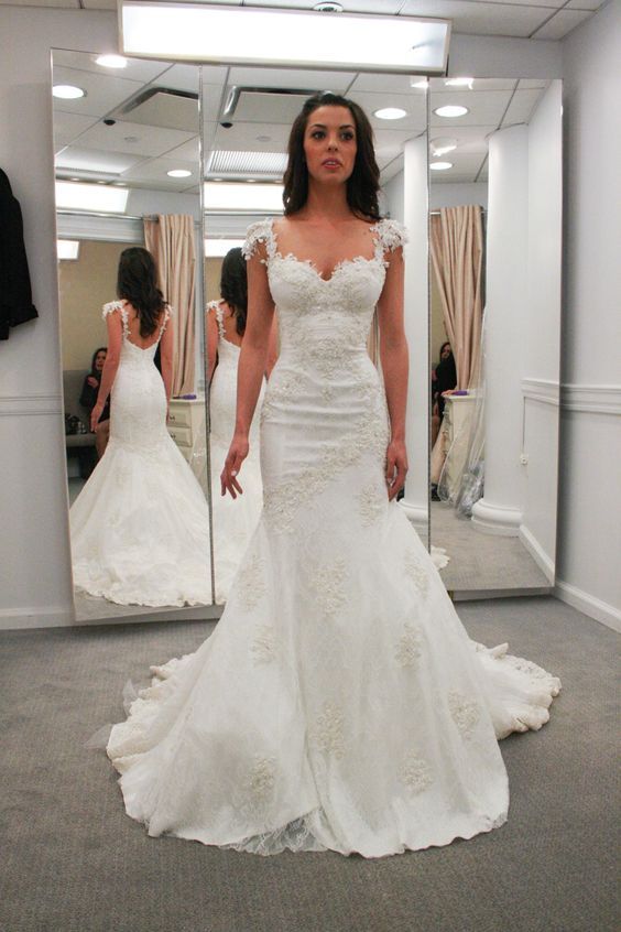 Cap Sleeve Lace Mermaid Wedding Dress Prom Dress   cg16633
