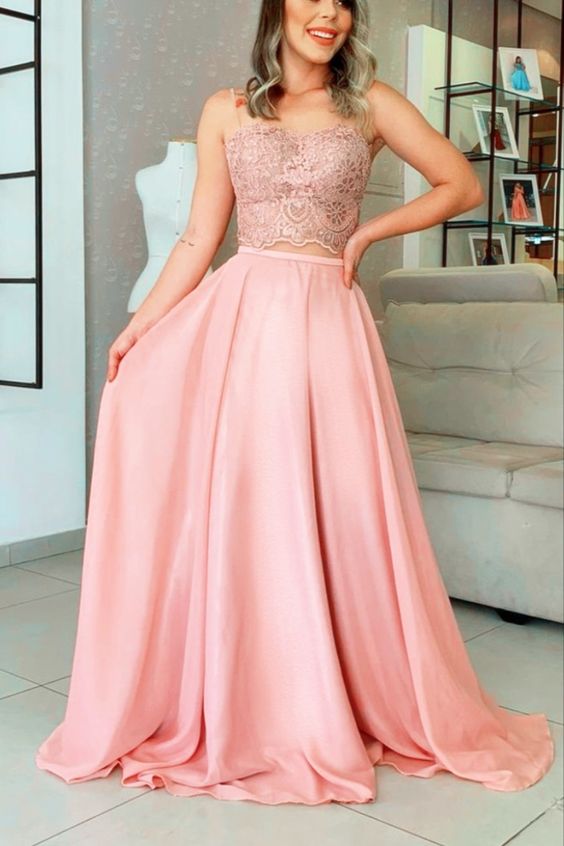 Blush Pink Prom Dresses Two Piece   cg16668