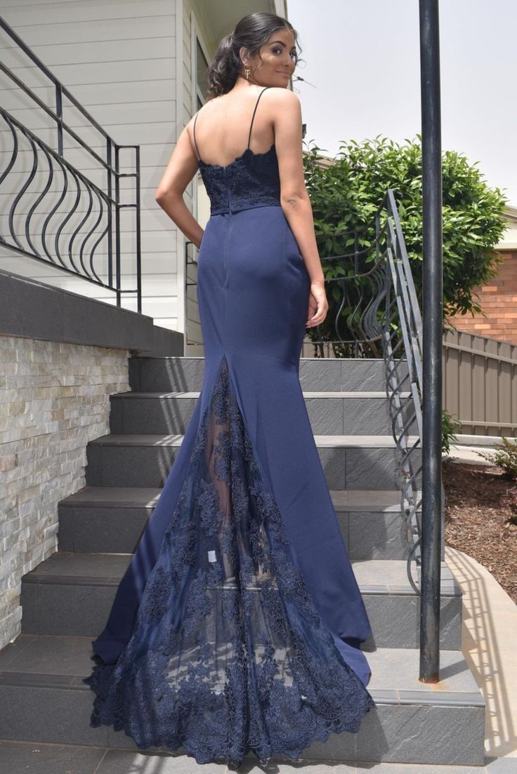 Mermaid Navy Blue Formal prom Dress    cg16674