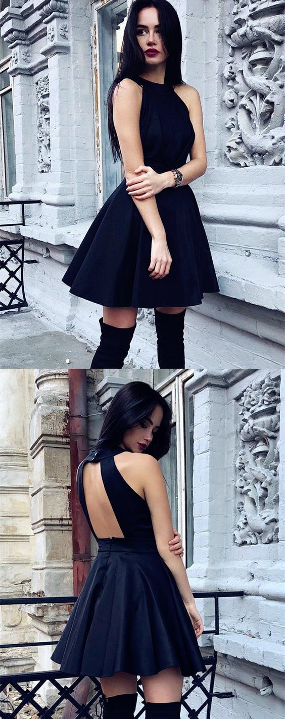 Charming Black Cute Dress, Sexy Sleeveless Mini Party Gown, Short Homecoming Dress  cg1671