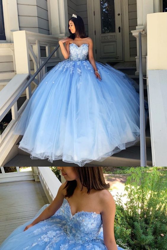 Princess Sweetheart Blue Quinceanera Dress Prom Dress    cg16788