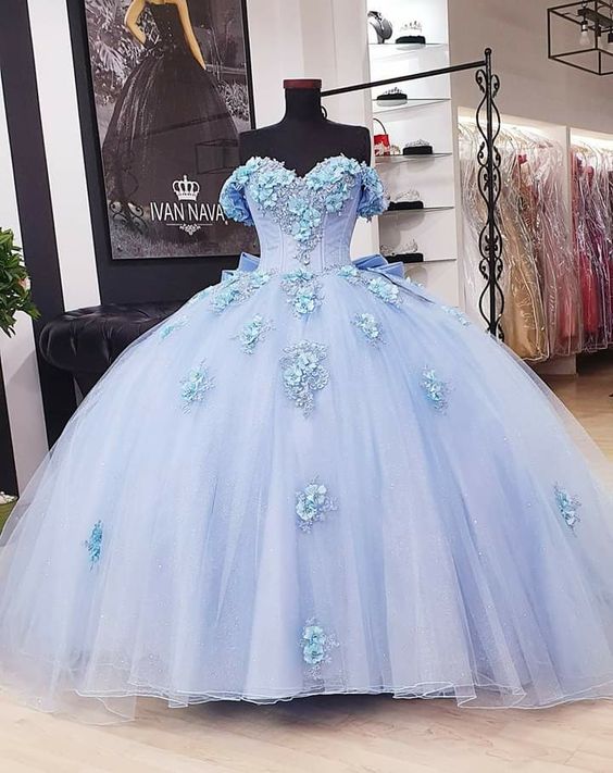 Sky Blue Tulle Wedding Dress Prom Dress cg16792 – classygown