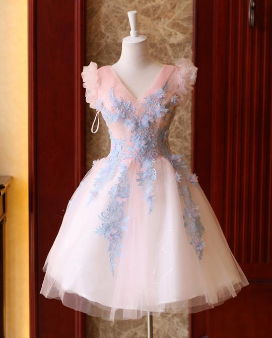 V Neck Lace Applique A Line Homecoming Dresses,Short Cocktail Dresses cg1685