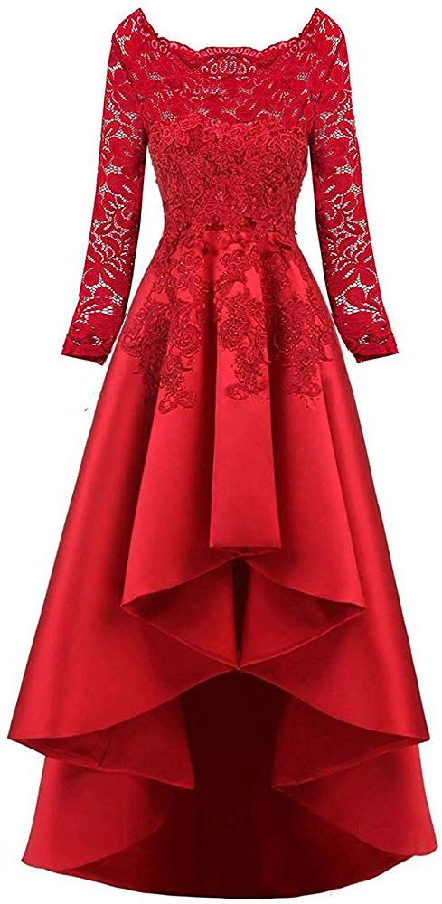 Womens Long Sleeves Beaded High Low Evening Prom Party Dresses   cg16856