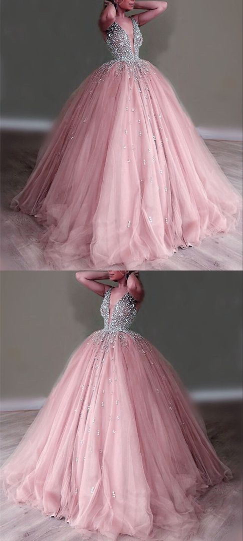 Pale Pink Princess Prom Dresses Ball Gown   cg16906