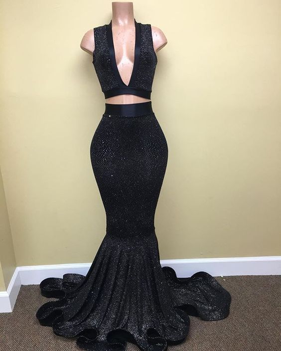 Mermaid Long Prom Dress two piece evening dress      cg17089