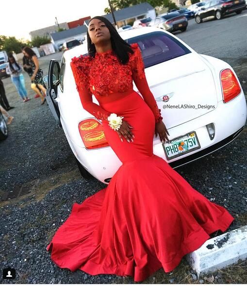 Red Mermaid African Girl Black Girl Prom Dress    cg17091