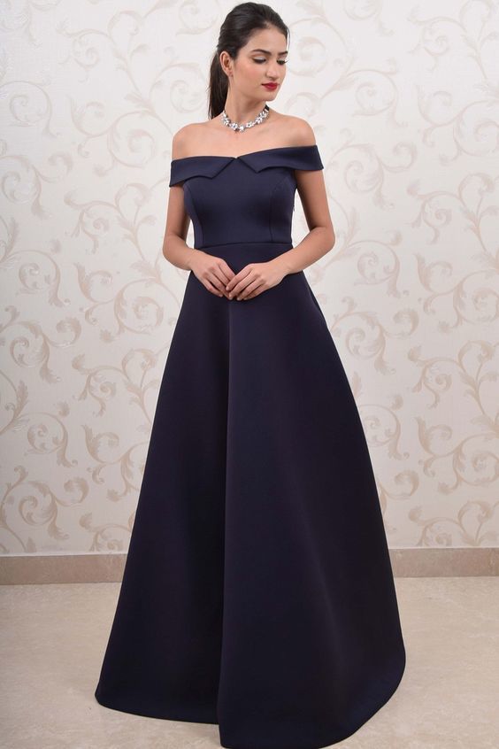 Off the Shoulder Navy Blue Prom Dress cg17137 – classygown
