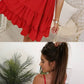 Princess Cute Mini Red  Dress, Sexy Red Cocktail Dress with Straps cg1716